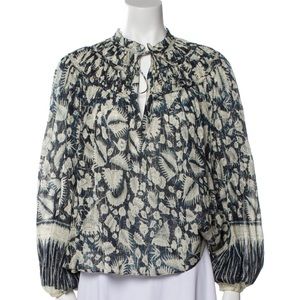 Ulla Johnson blue silk floral blouse